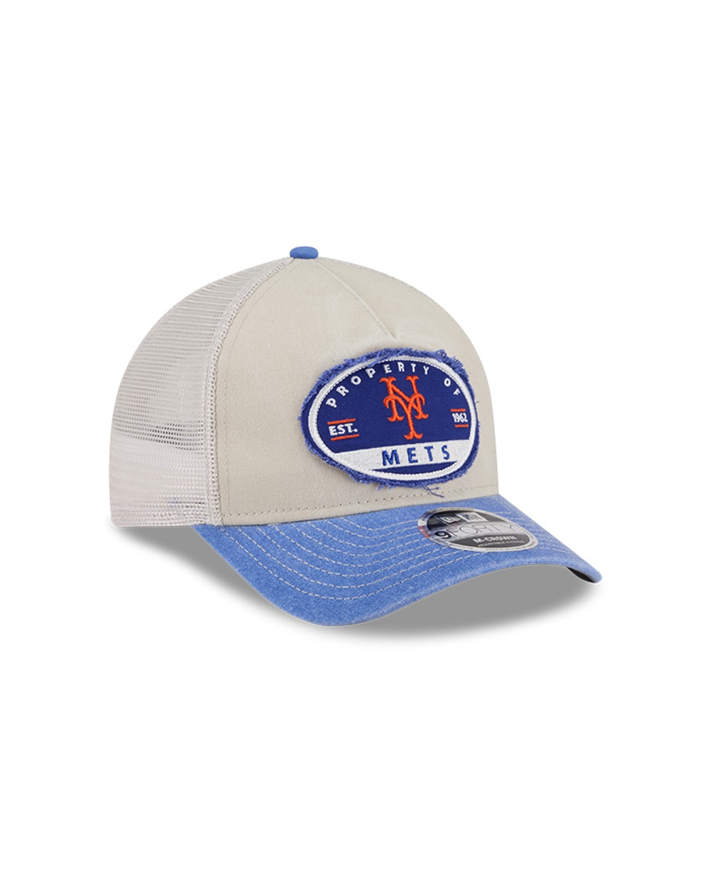 New Era New York Mets Frayed M-Crown A-Frame 9FORTY Trucker Adjustable Hat