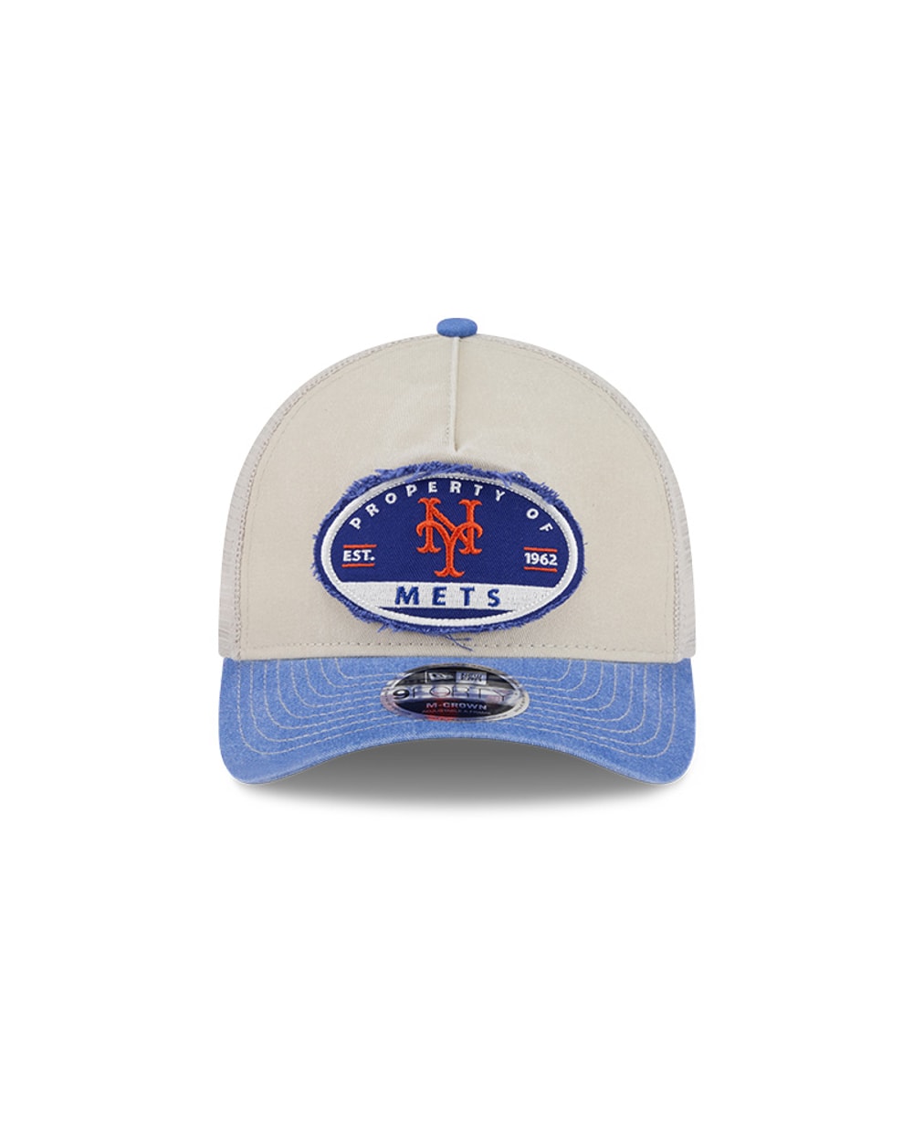 New Era New York Mets Frayed M-Crown A-Frame 9FORTY Trucker Adjustable Hat