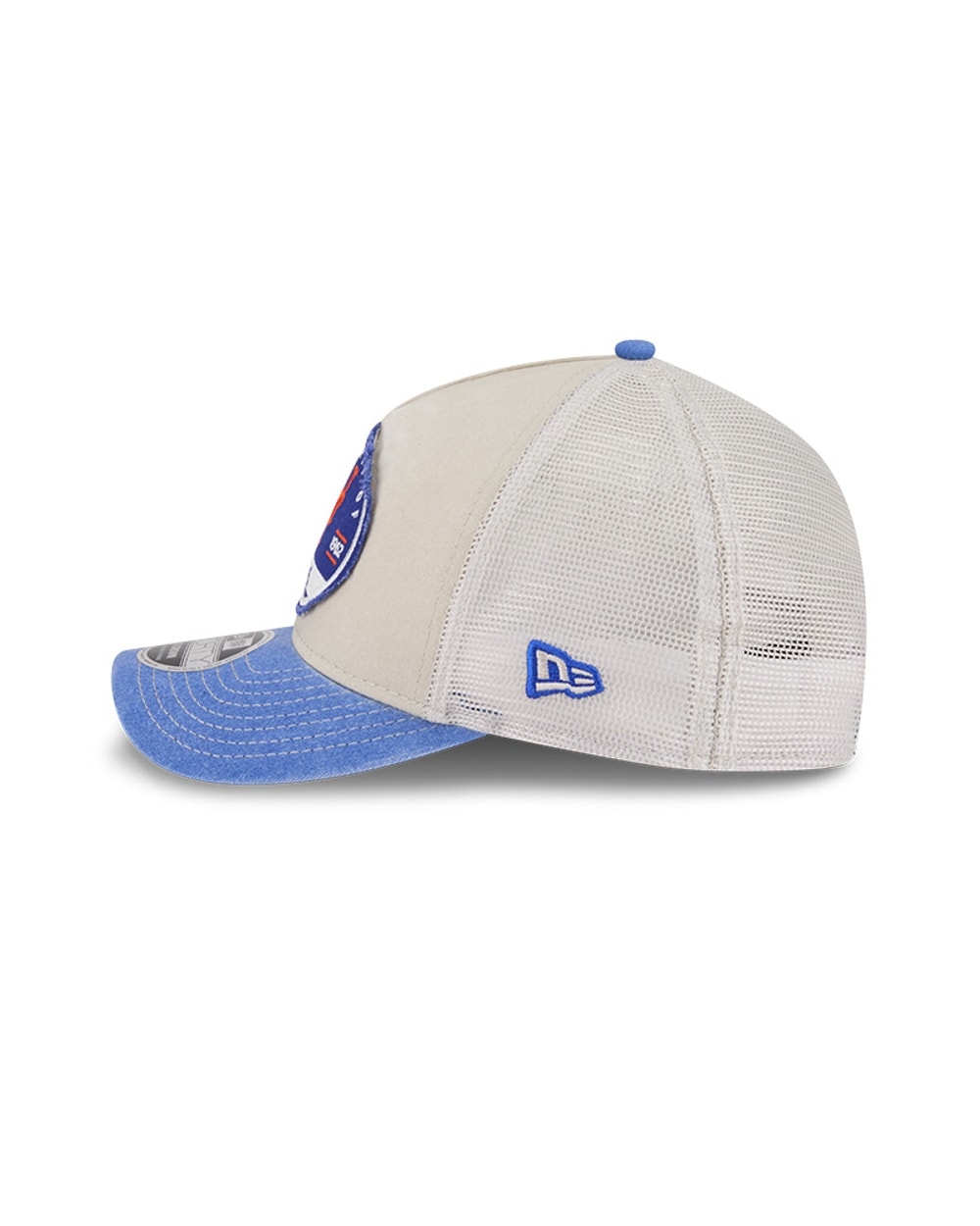 New Era New York Mets Frayed M-Crown A-Frame 9FORTY Trucker Adjustable Hat