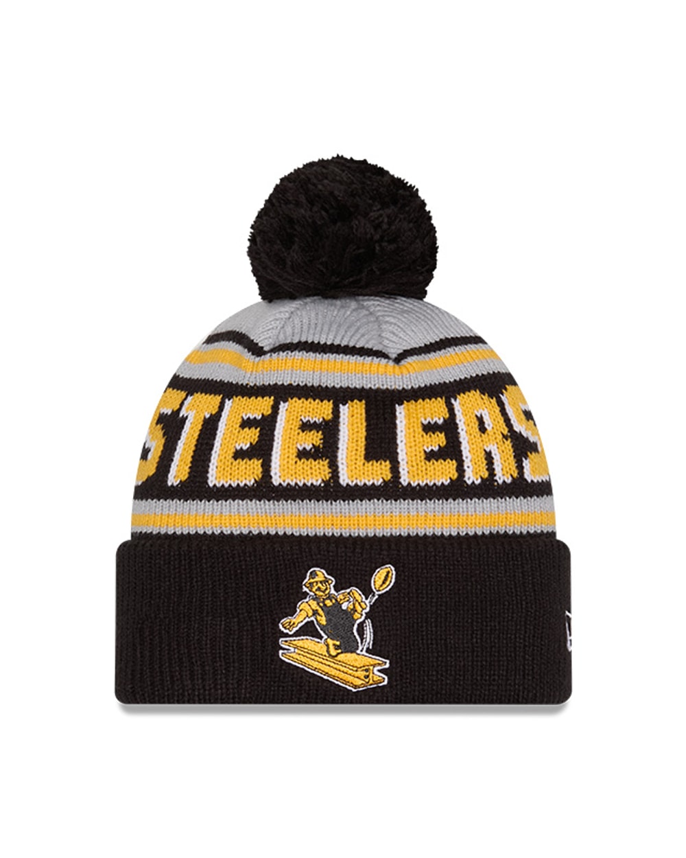 New Era Pittsburgh Steelers Cuffed Knit Hat with Pom
