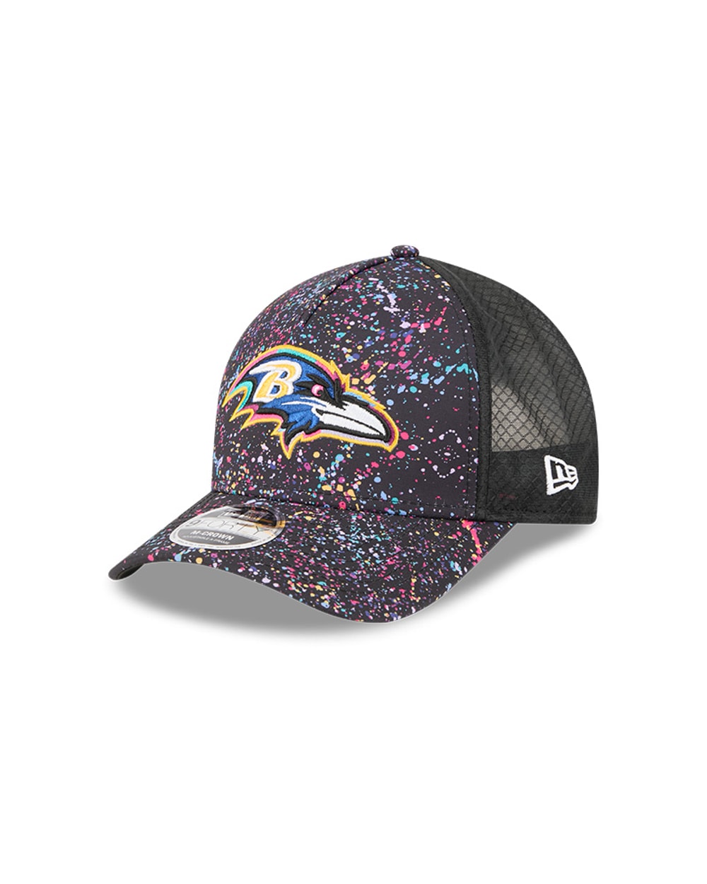 New Era Baltimore Ravens 2025 Crucial Catch 9FORTY M-Crown A-Frame Trucker Hat