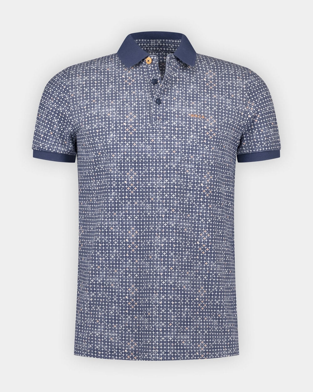 NZA 26CN103 Navy Sky printed polo - front