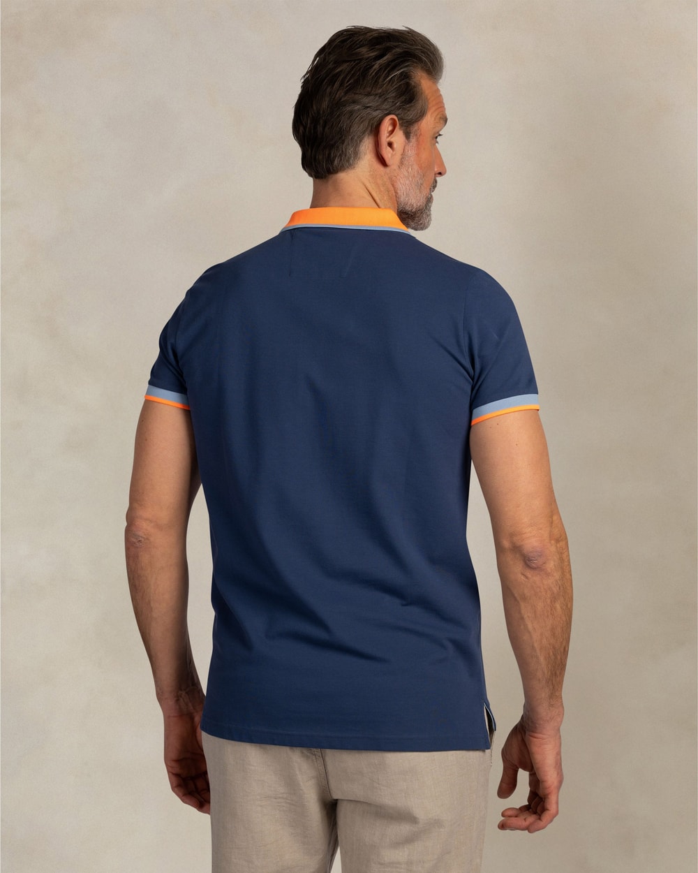NZA 26CN131 Navy Sky stretch polo - back