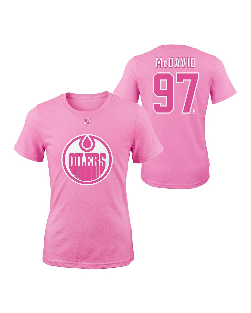 Name & Number Youth Pink T-Shirt - Edmonton Oilers Connor McDavid