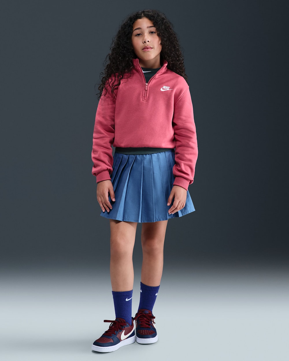 Nike Big Kids' (Girls') Sportswear Club Fleece 1/2-Zip Long-Sleeve Top