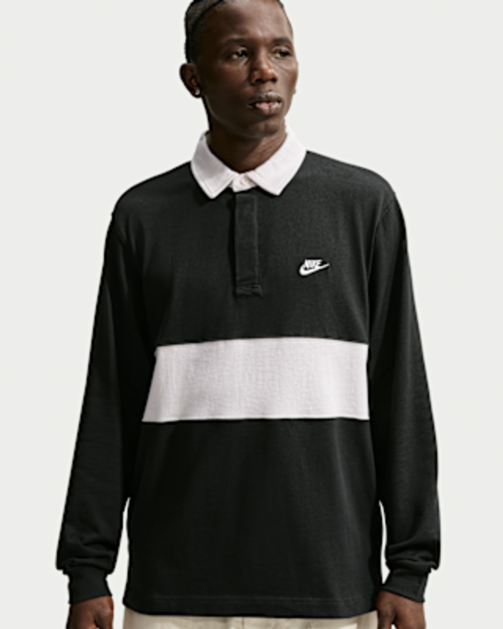 Nike Club Long-Sleeve Rugby Top - Black/White, back