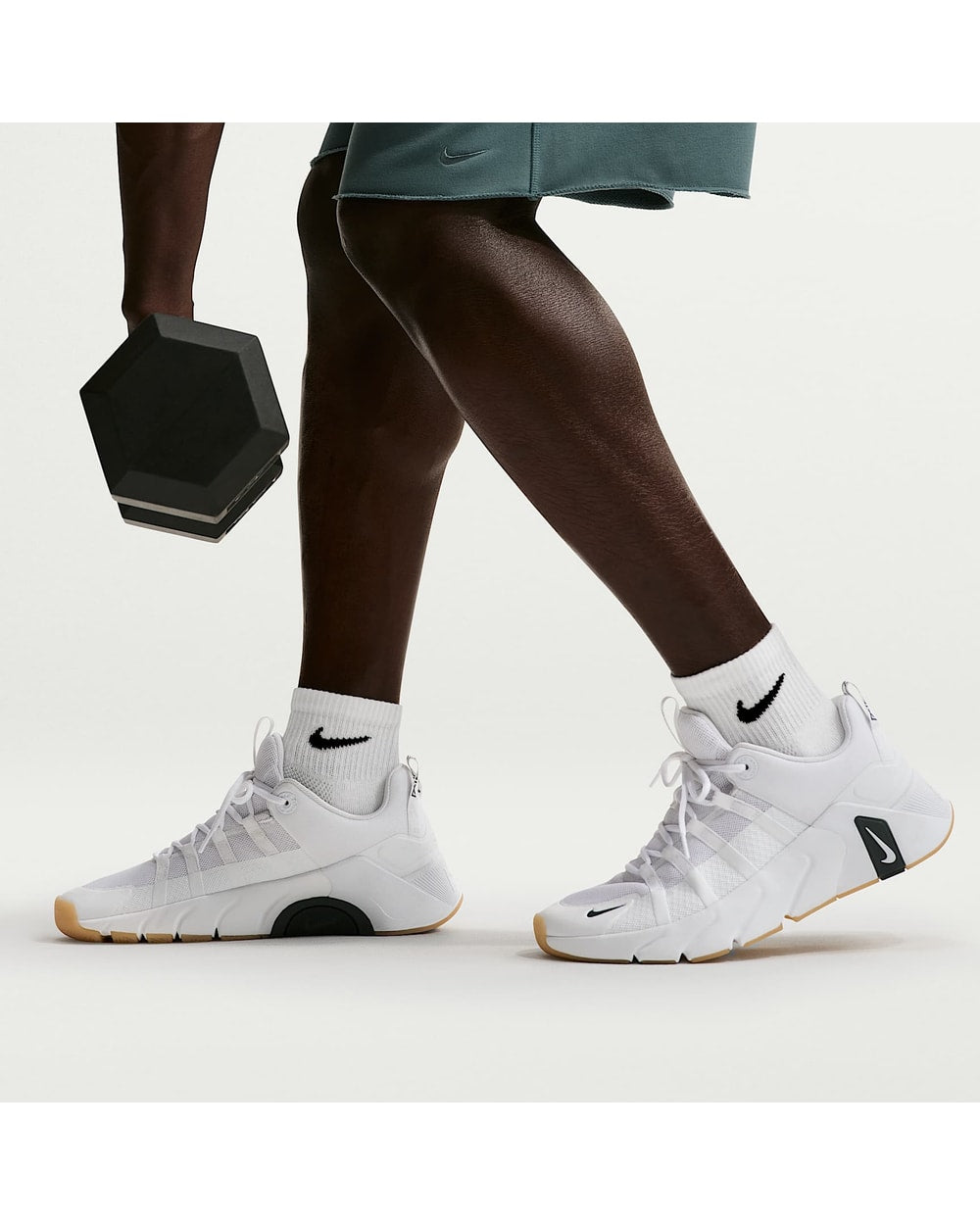 Nike Everyday Elevated Ankle Socks (6 Pairs) - WHITE, styled view