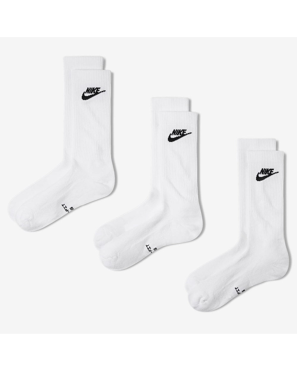 Nike Everyday Elevated Crew Socks (3 Pairs) - WHITE, pack view