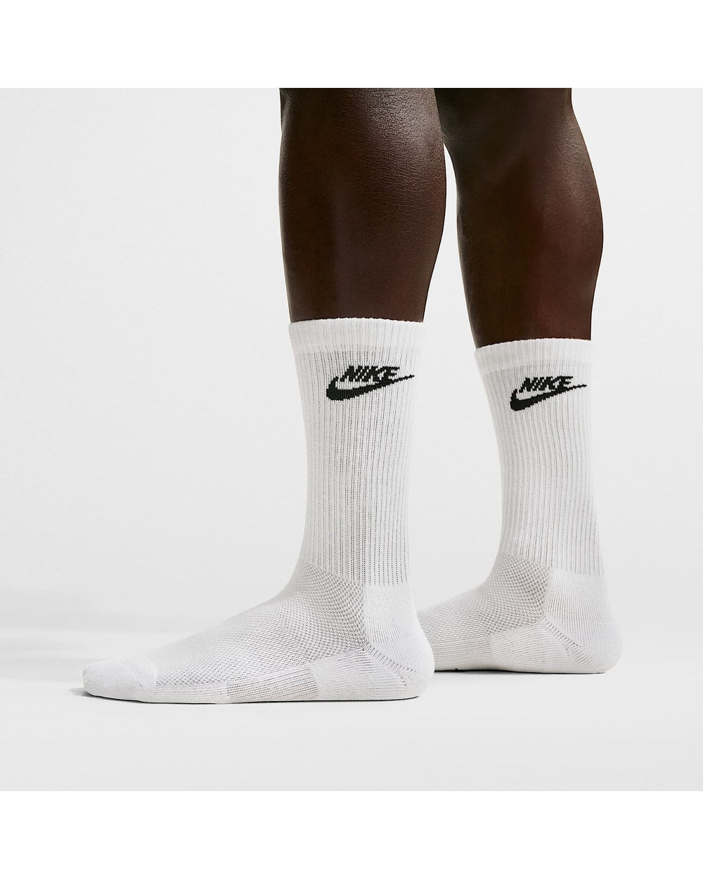 Nike Everyday Elevated Crew Socks (3 Pairs) - WHITE, side view