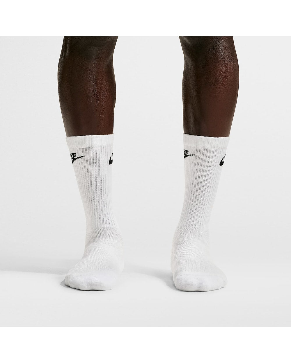 Nike Everyday Elevated Crew Socks (3 Pairs) - WHITE, front view on model