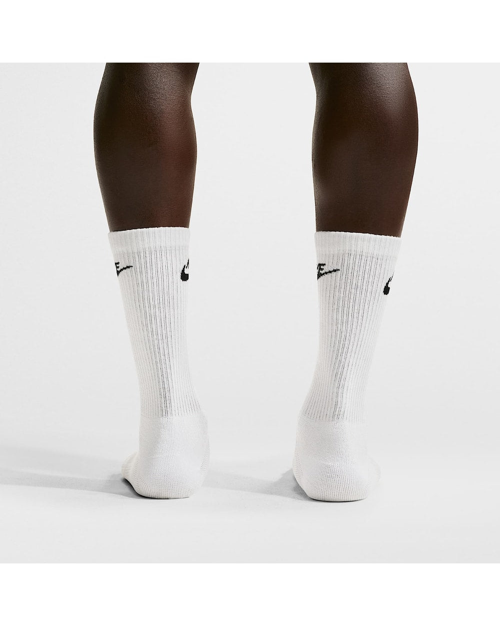Nike Everyday Elevated Crew Socks (3 Pairs) - WHITE, back view on model