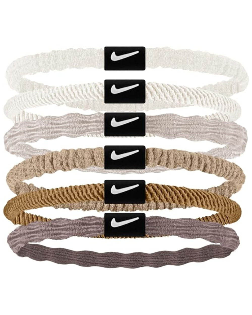 Nike Flex Hair Tie - 6 Pack - Hemp/Desert Dust/White