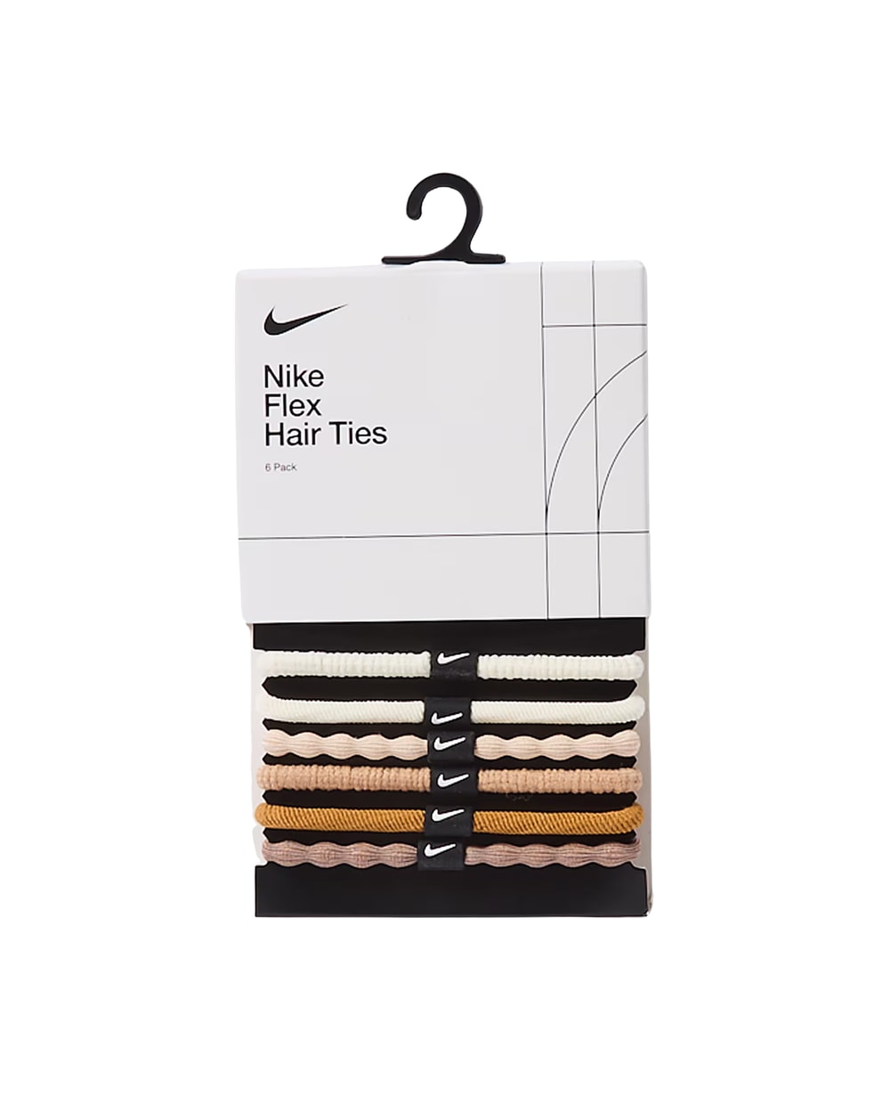Nike Flex Hair Tie - 6 Pack - Hemp/Desert Dust/White packaging