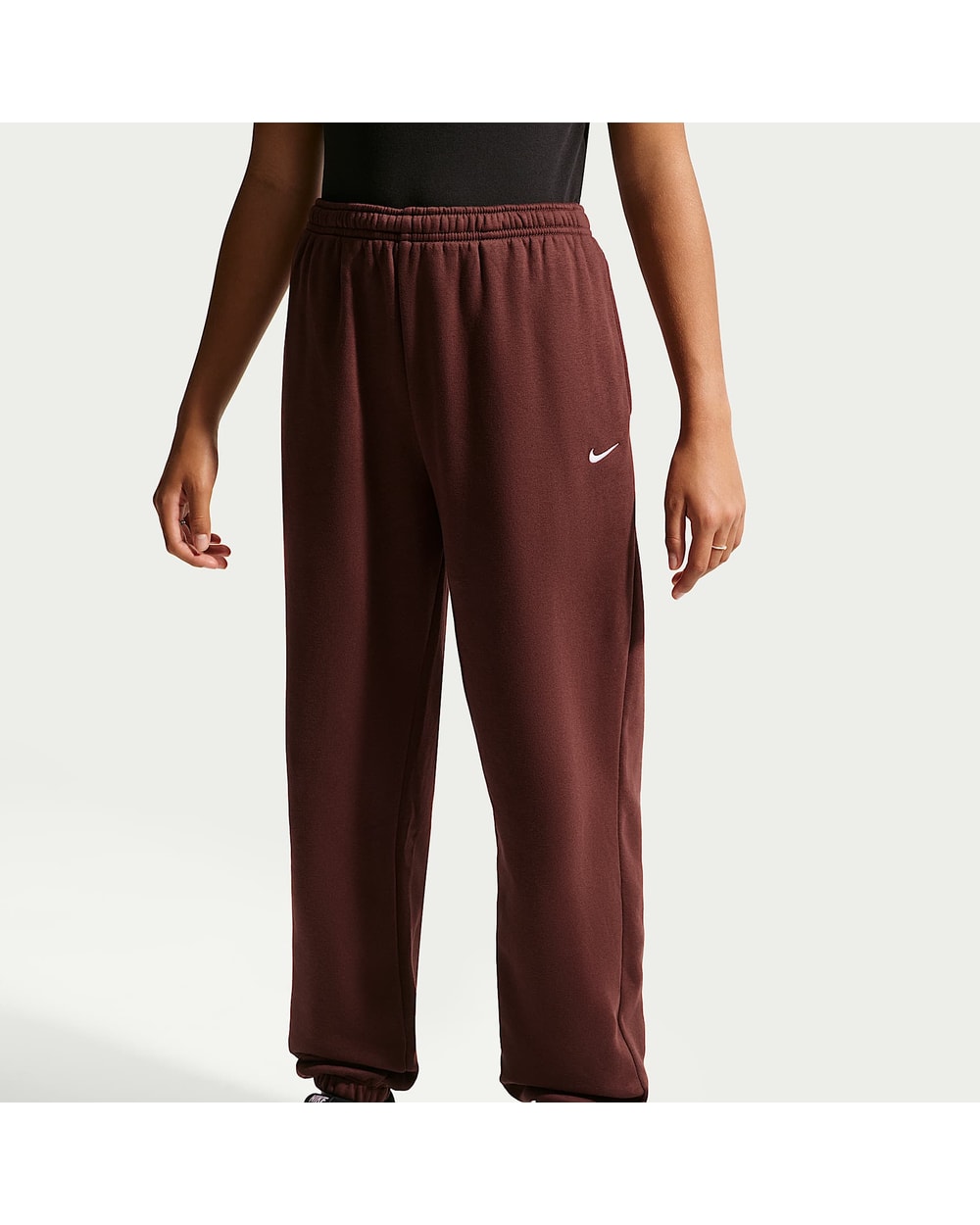Nike Girl's Youth Sportswear Studio Fleece Loose Pants - Mystic Dates/White, front detail