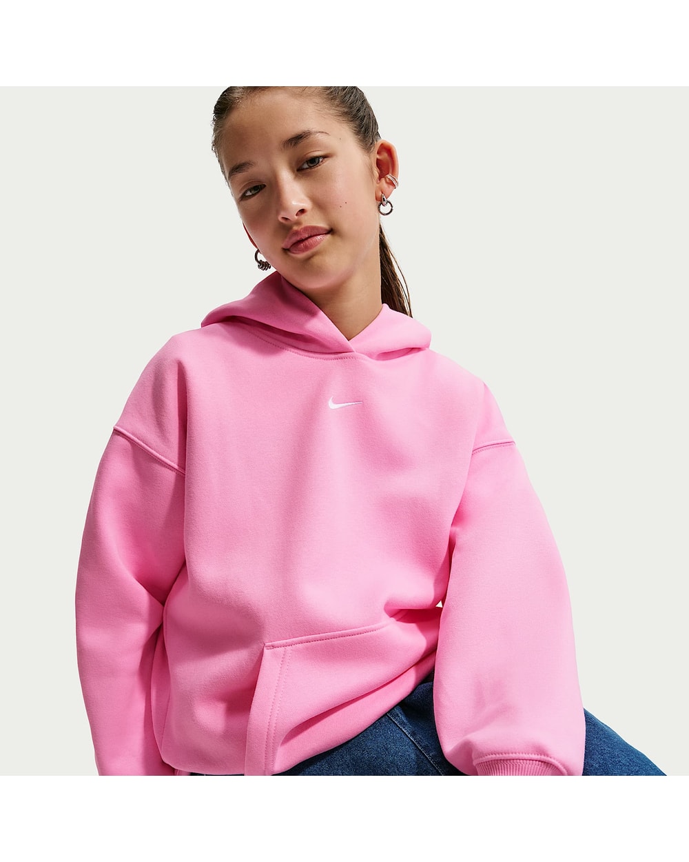 Nike Girl's Youth Sportswear Studio Fleece Oversized Pullover Hoodie