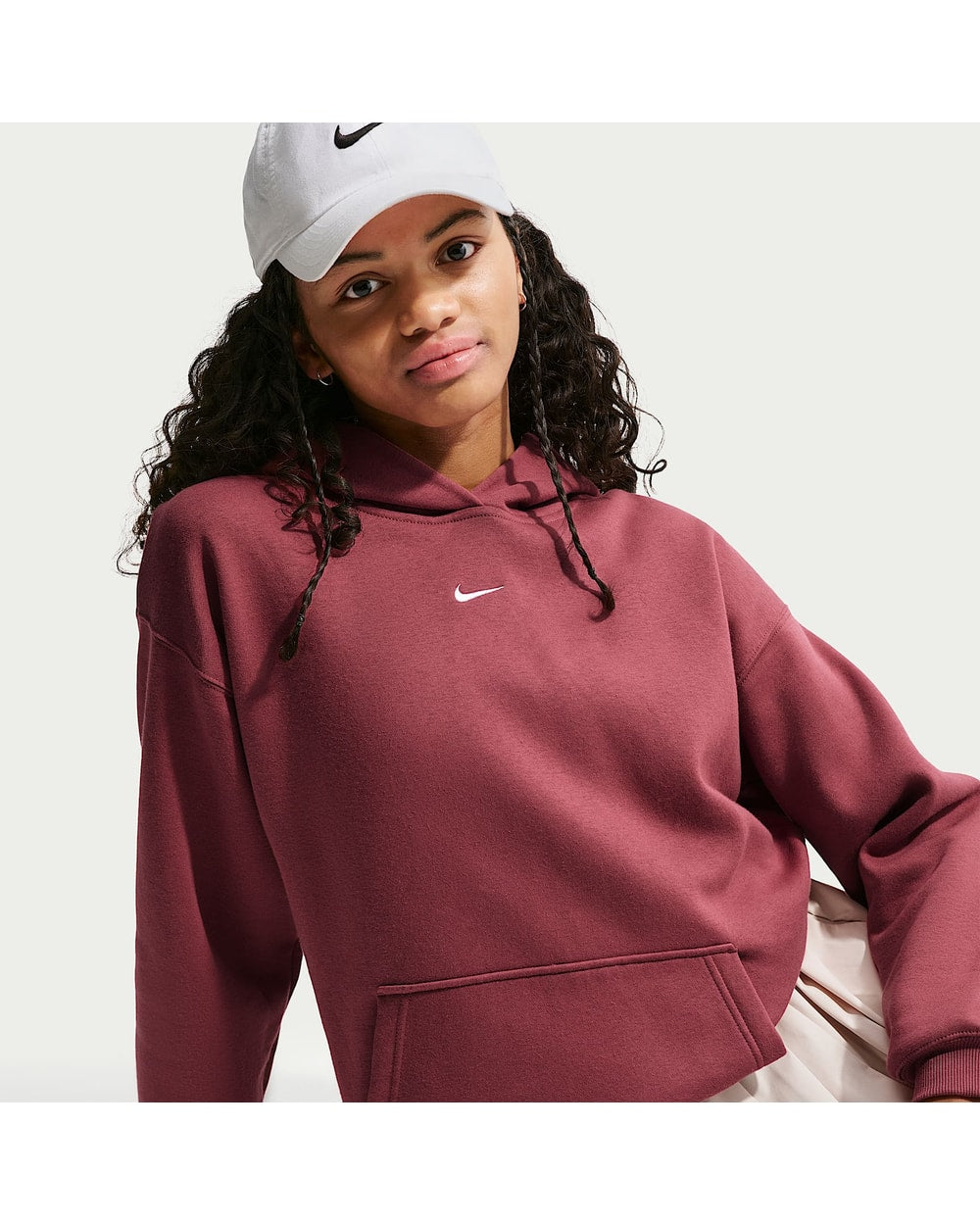 Nike Girl's Youth Sportswear Studio Fleece Oversized Pullover Hoodie