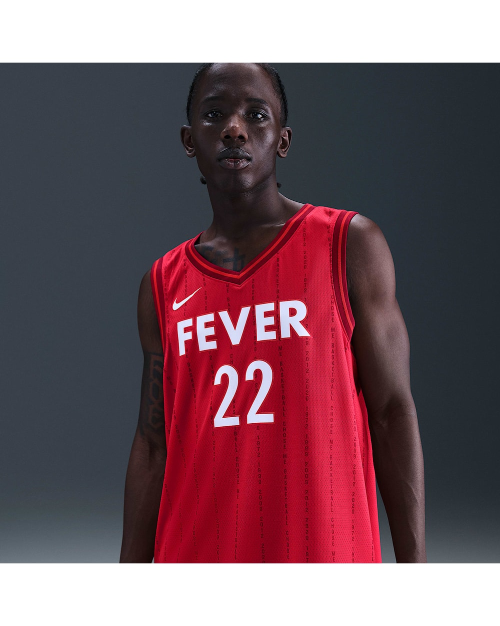 Caitlin Clark Indiana Fever Nike Dri-FIT WNBA Victory Jersey - University Red - on model