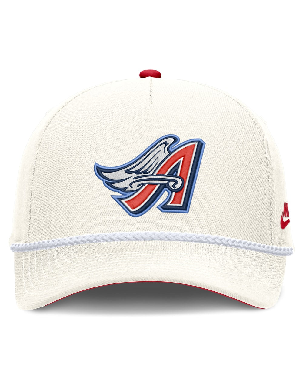 Los Angeles Angels Nike Cream Cooperstown Rise Adjustable Hat - front