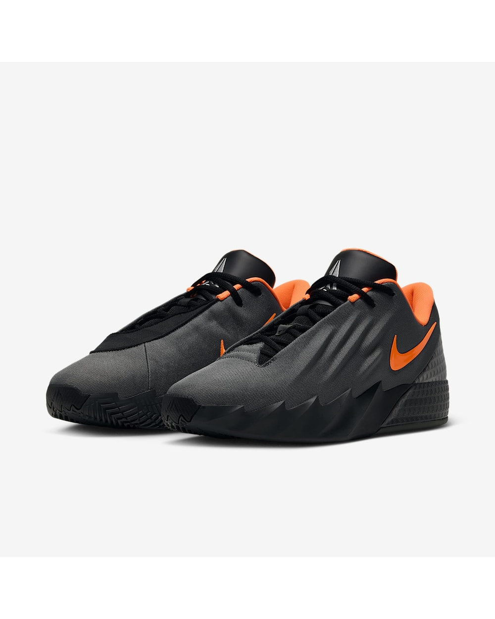 Nike Men's Ja Twelve Time Basketball Shoes - Black/Orange, three-quarter pair view