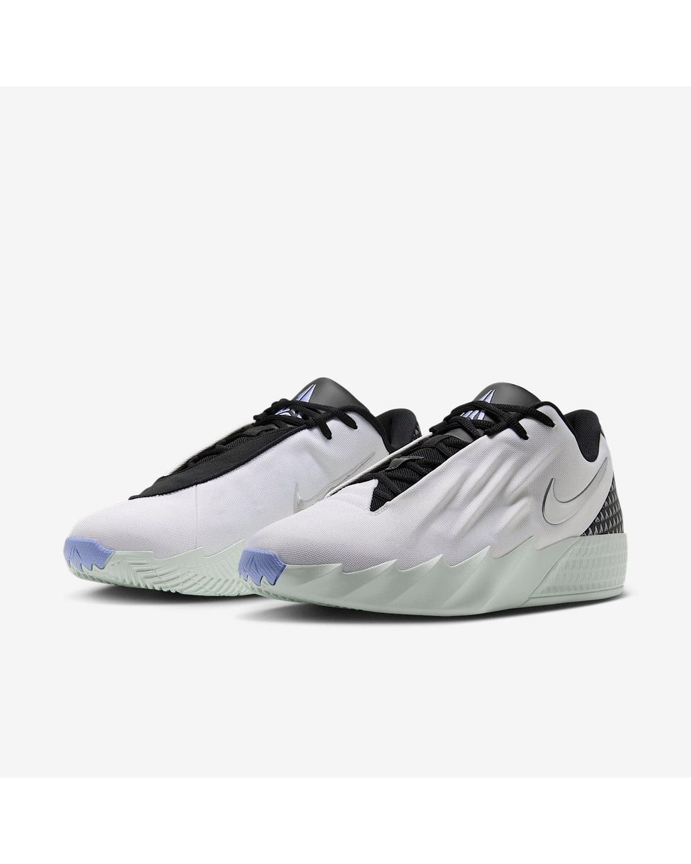 Nike Men's Ja Twelve Time Basketball Shoes - White/Mint, three-quarter pair view