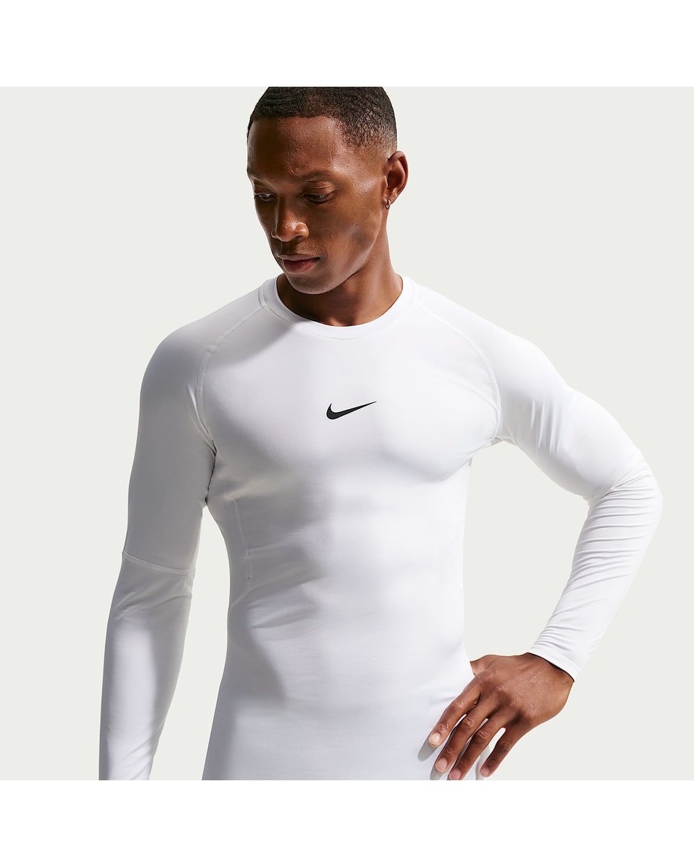 Nike Men's Pro Dri-FIT Tight Long-Sleeve Fitness Top (2026) - White, front