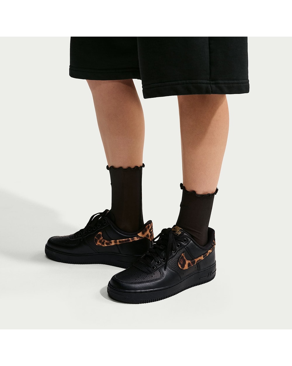 Nike Women's Air Force 1 '07 Shoes (2026) - Black/Wheat/Desert Ochre/Multi-Color, on-foot