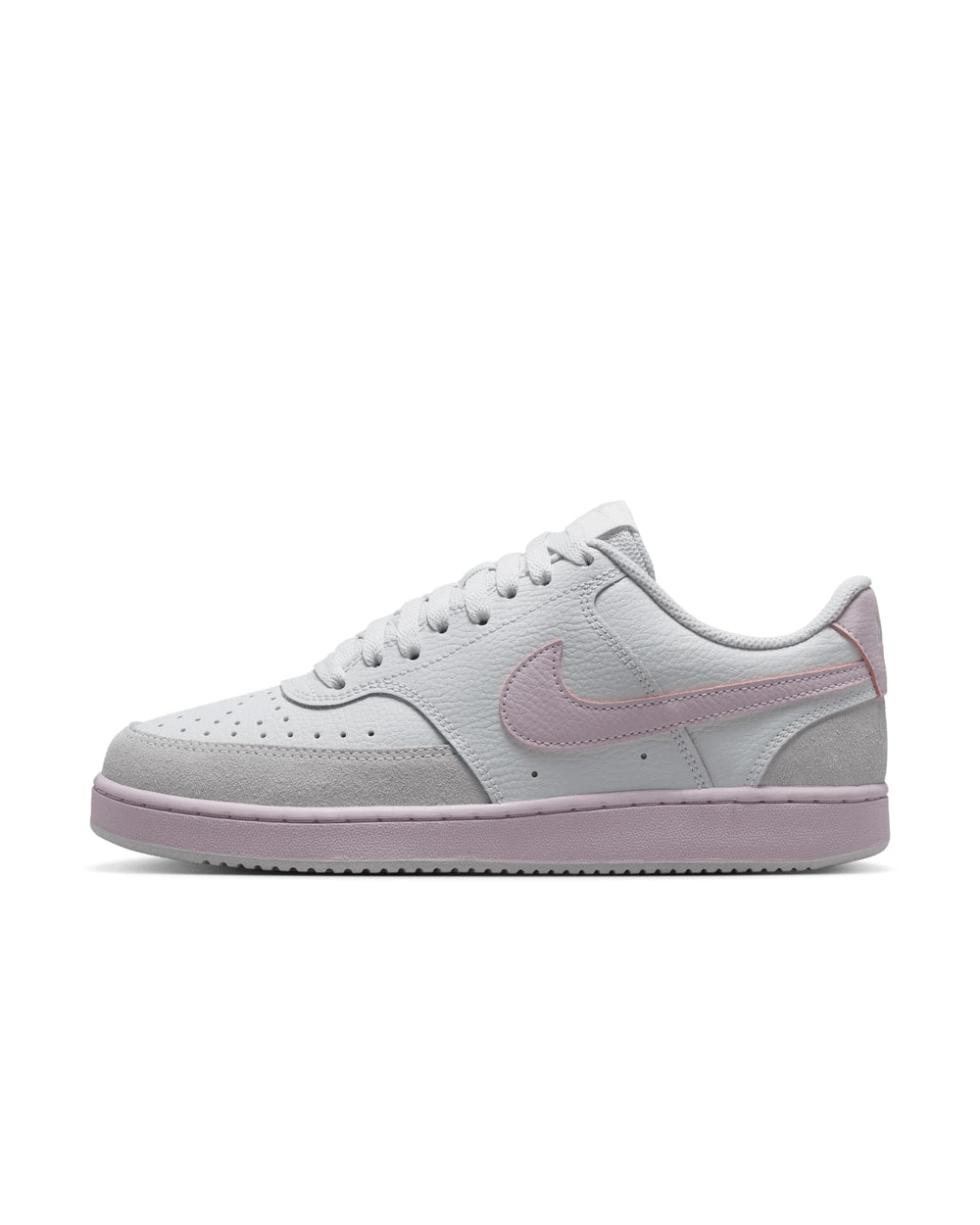 Nike Women's Court Vision Low Suede Off White/Bleached Lilac - lateral