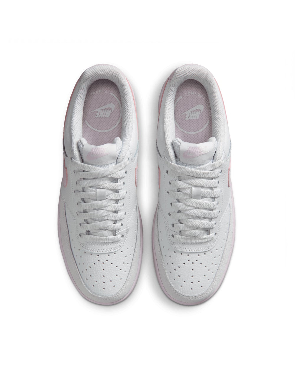 Nike Women's Court Vision Low Suede Off White/Bleached Lilac - top down pair