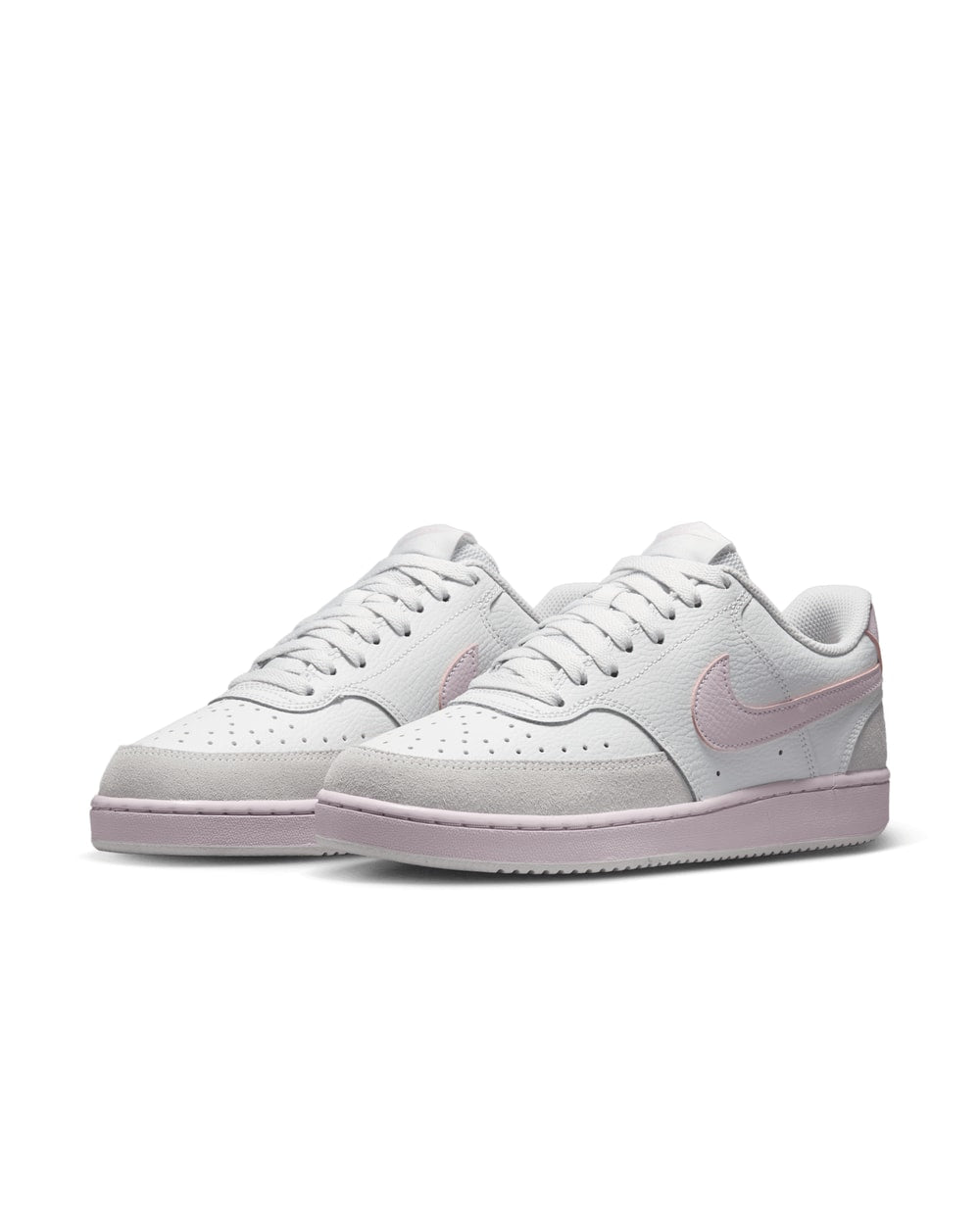 Nike Women's Court Vision Low Suede Off White/Bleached Lilac - three quarter pair