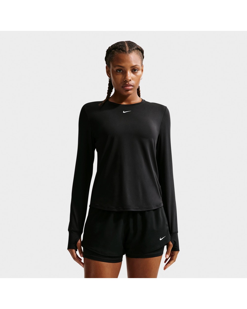 Nike Women's One Classic Dri-FIT Long-Sleeve Shirt (2026) - Black/White, front