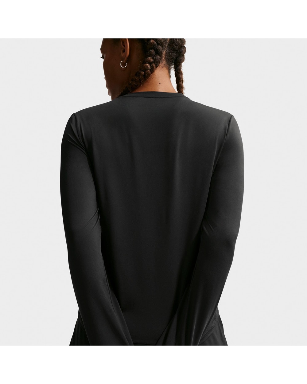 Nike Women's One Classic Dri-FIT Long-Sleeve Shirt (2026) - Black/White, on-model