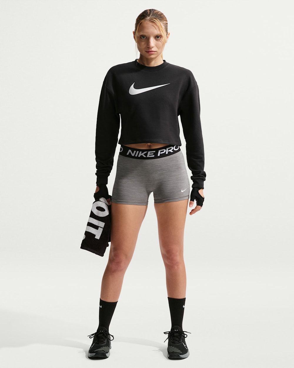 Nike Women's Pro Dri-FIT Crew-Neck French Terry Top