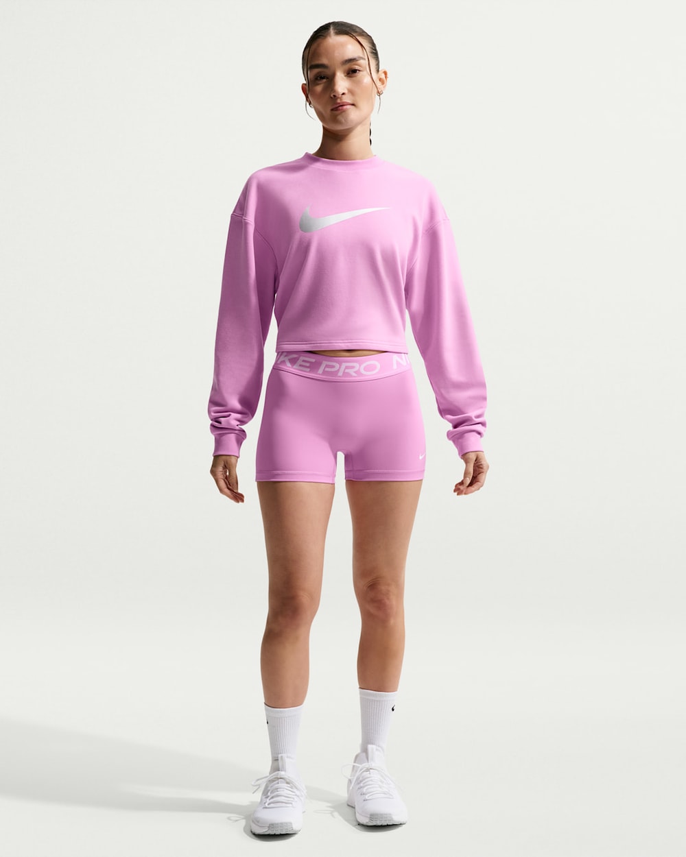 Nike Women's Pro Dri-FIT Crew-Neck French Terry Top