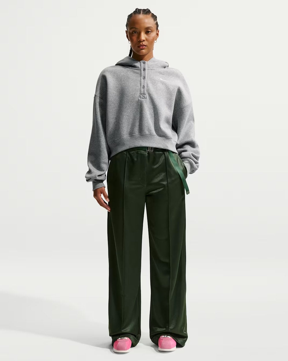 Nike Women's Sportswear Phoenix Fleece Oversized Cropped Henley Hoodie
