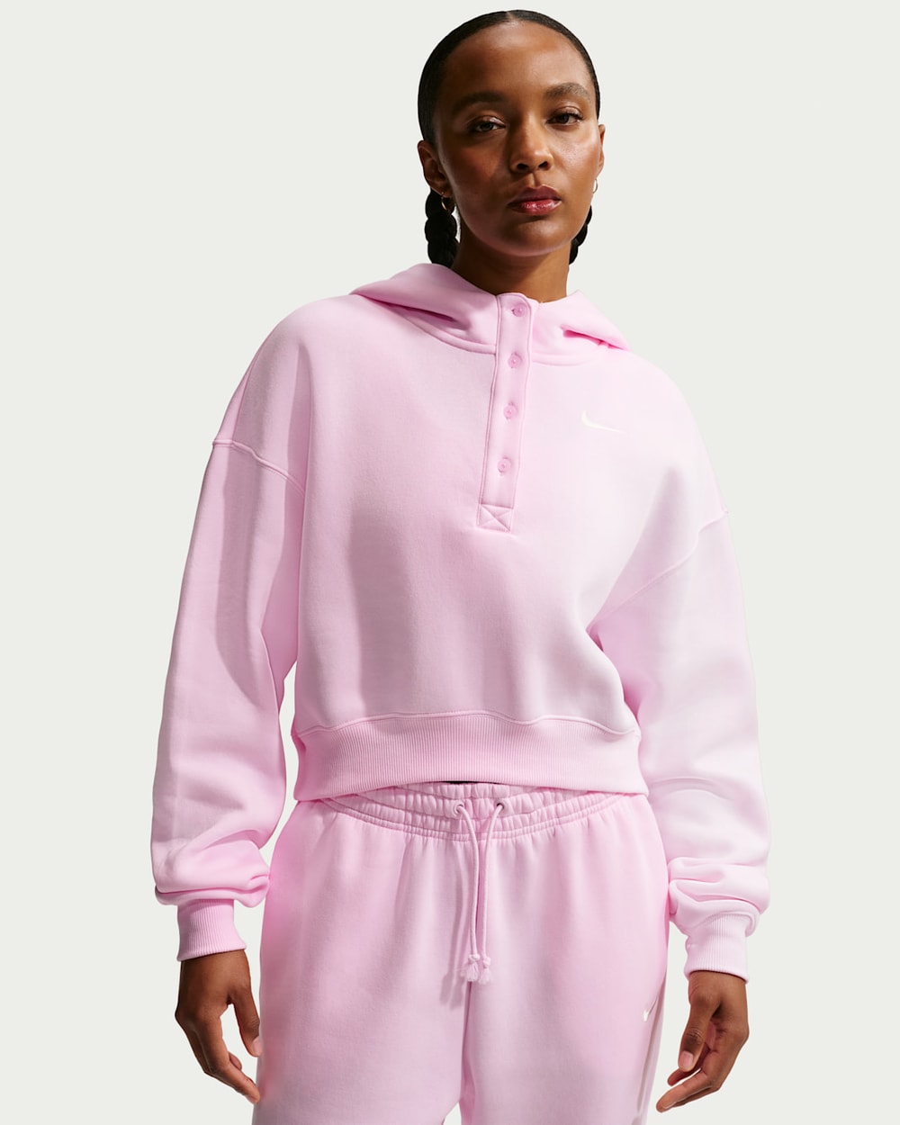 Nike Women's Sportswear Phoenix Fleece Oversized Cropped Henley Hoodie