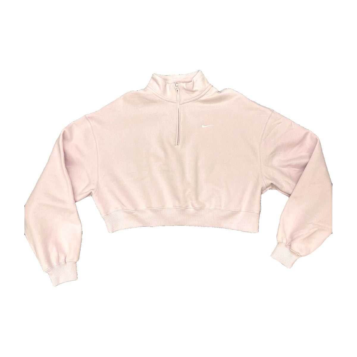 Nike Women's Studio Fleece Medium Weight Oversized 1/4-Zip Cropped Top - MYSTIC DATE, front view