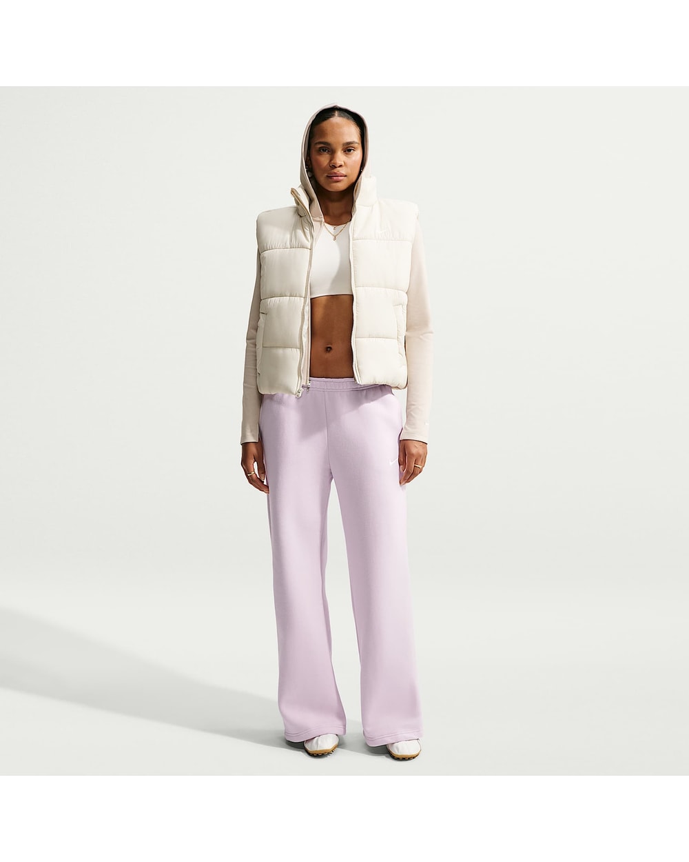 Nike Women's Studio Fleece Medium Weight Mid-Rise Wide-Leg Pants