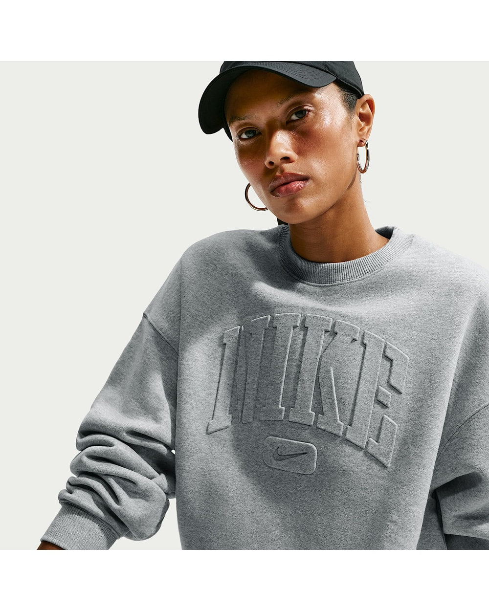 Nike Women's Studio Fleece Medium Weight Oversized Embossed Crew