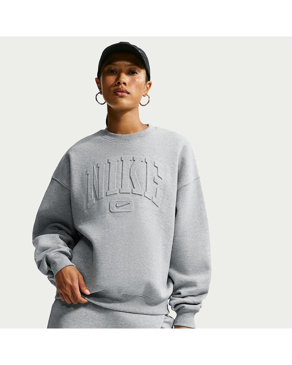 Nike Women's Studio Fleece Medium Weight Oversized Embossed Crew