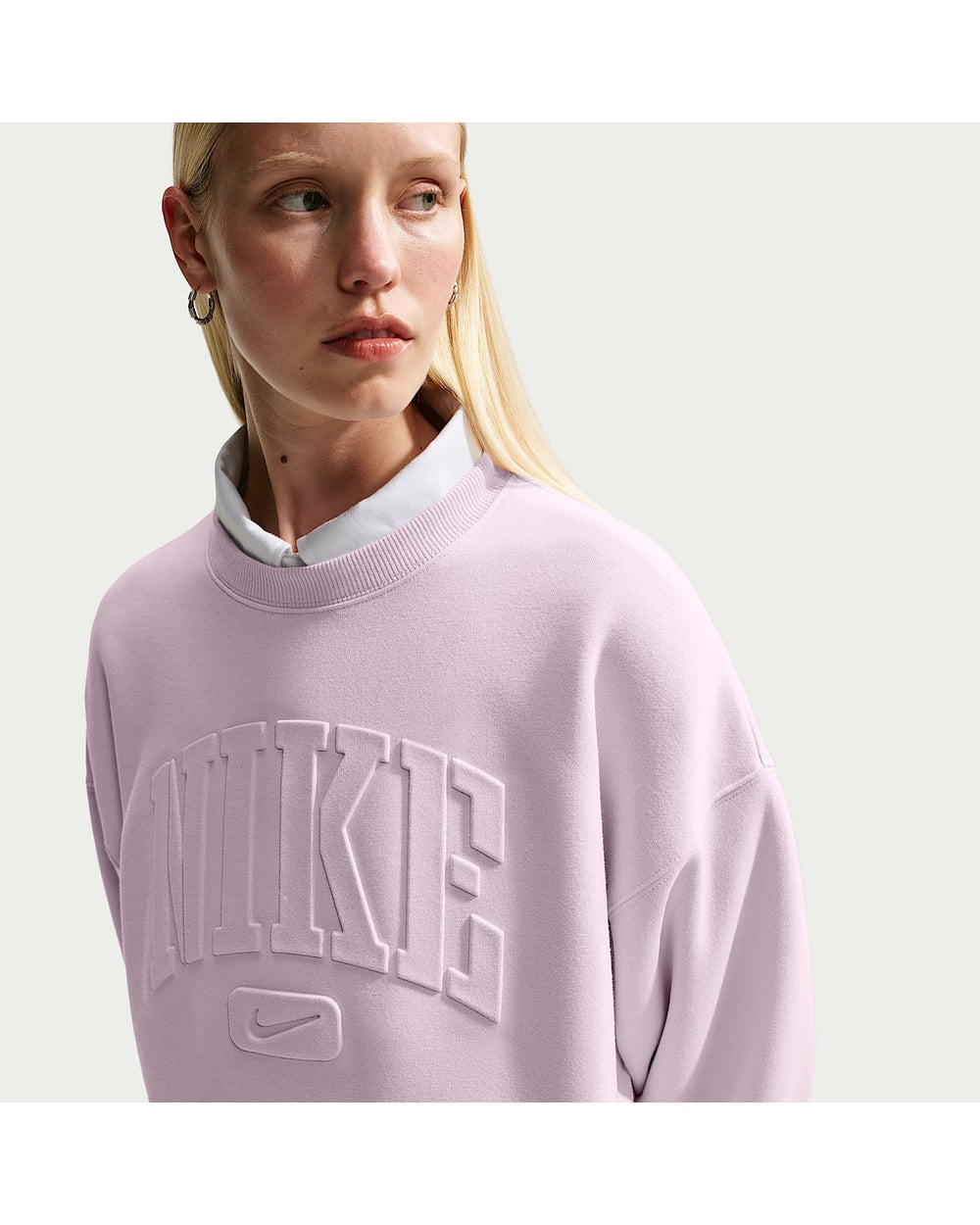 Nike Women's Studio Fleece Medium Weight Oversized Embossed Crew