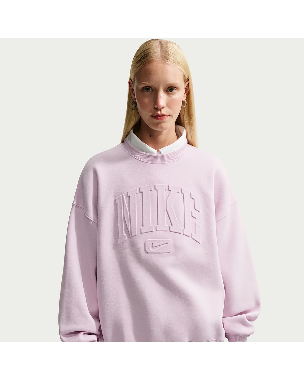 Nike Women's Studio Fleece Medium Weight Oversized Embossed Crew