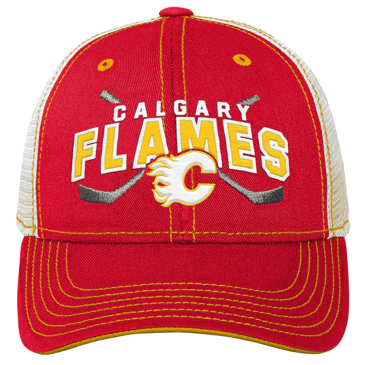 Outerstuff Youth Calgary Flames Lockup Meshback Adjustable Hat