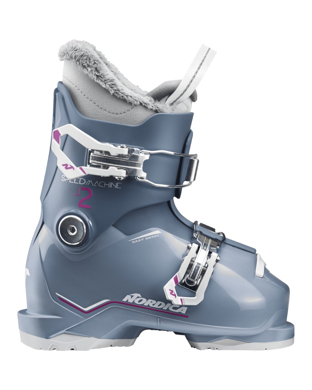 Nordica Junior Speedmachine J 2 Ski Boots - Blue/Light Blue/Fucsia, front view