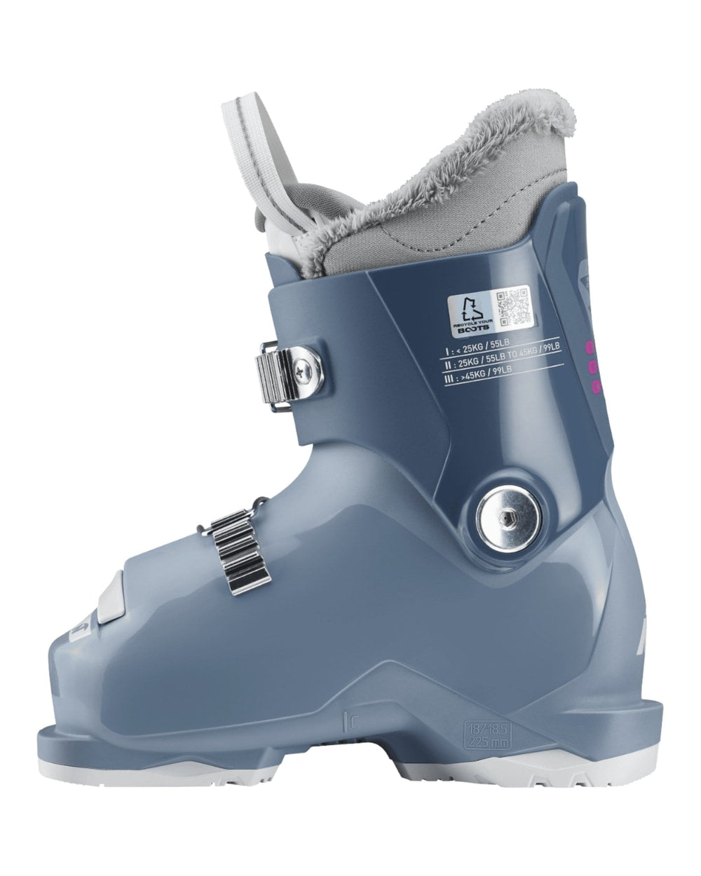 Nordica Junior Speedmachine J 2 Ski Boots - Blue/Light Blue/Fucsia, side view