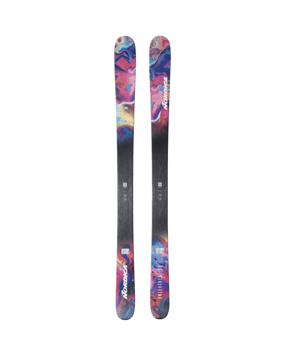 Nordica Unleashed 90 Skis - Pink/Yellow, top sheet
