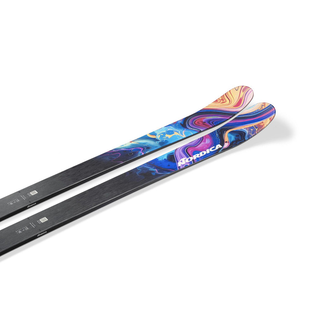 Nordica Unleashed 98 CA Skis - Blue/Orange, angled view