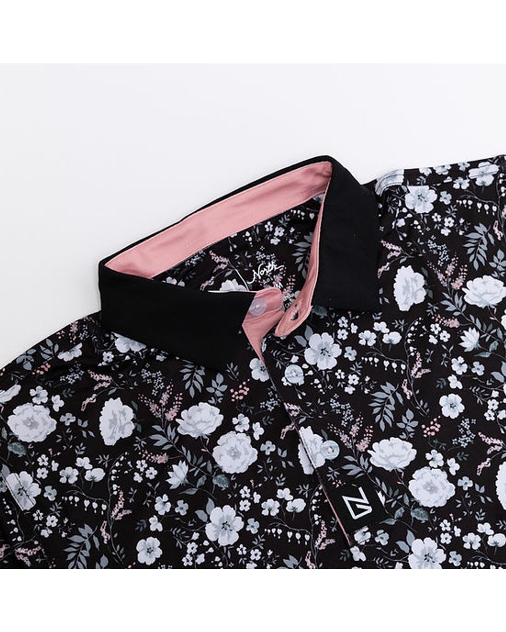 North Golf Black Floral Polo