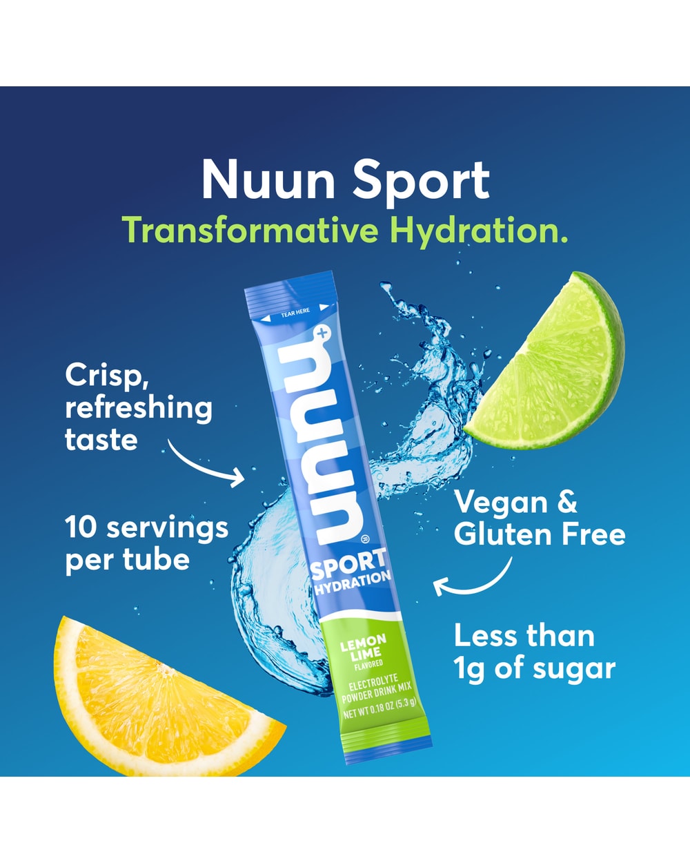 Nuun Sport Electrolyte Powder Packets - Lemon Lime