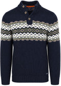 New Zealand Auckland Men's Button Collar Pullover - Steel Navy, front view