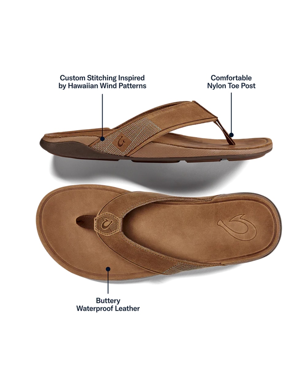 OluKai Tuahine Men's Leather Sandals